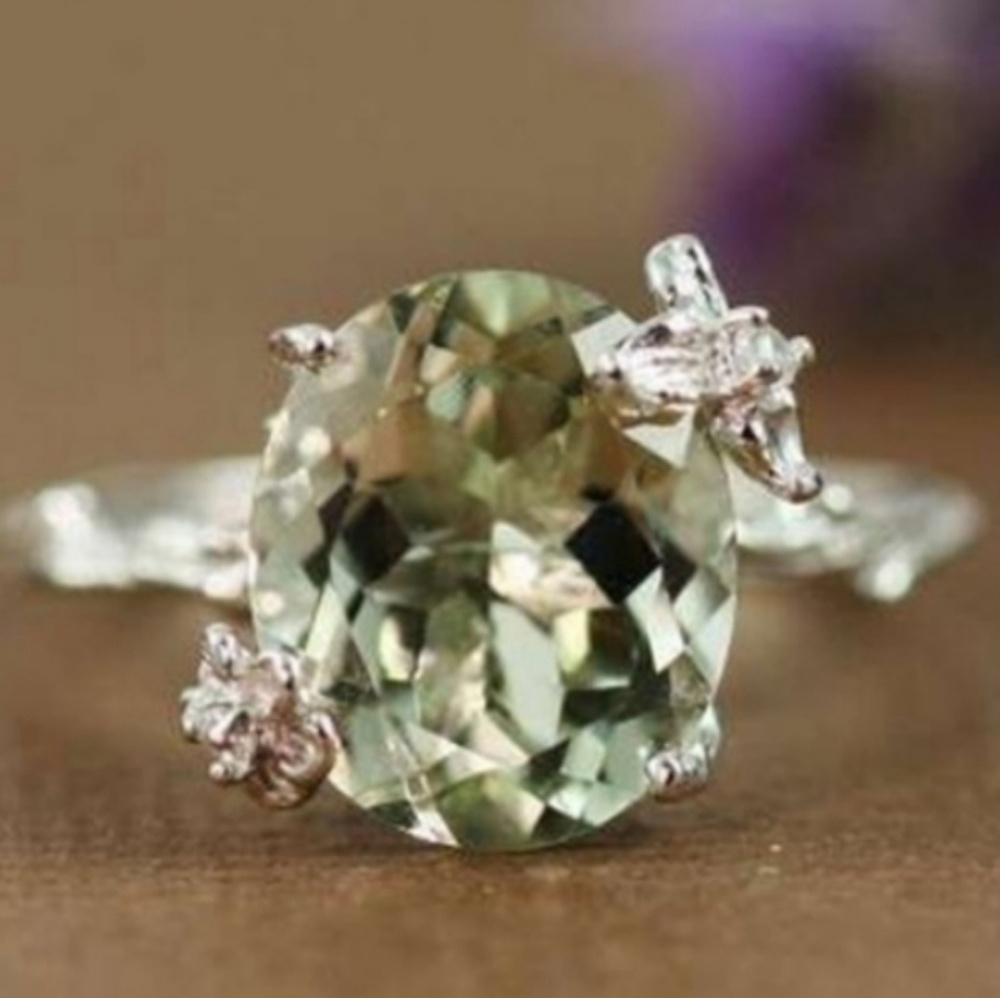 New GREEN AMETHYST  (PRASIOLITE) RING